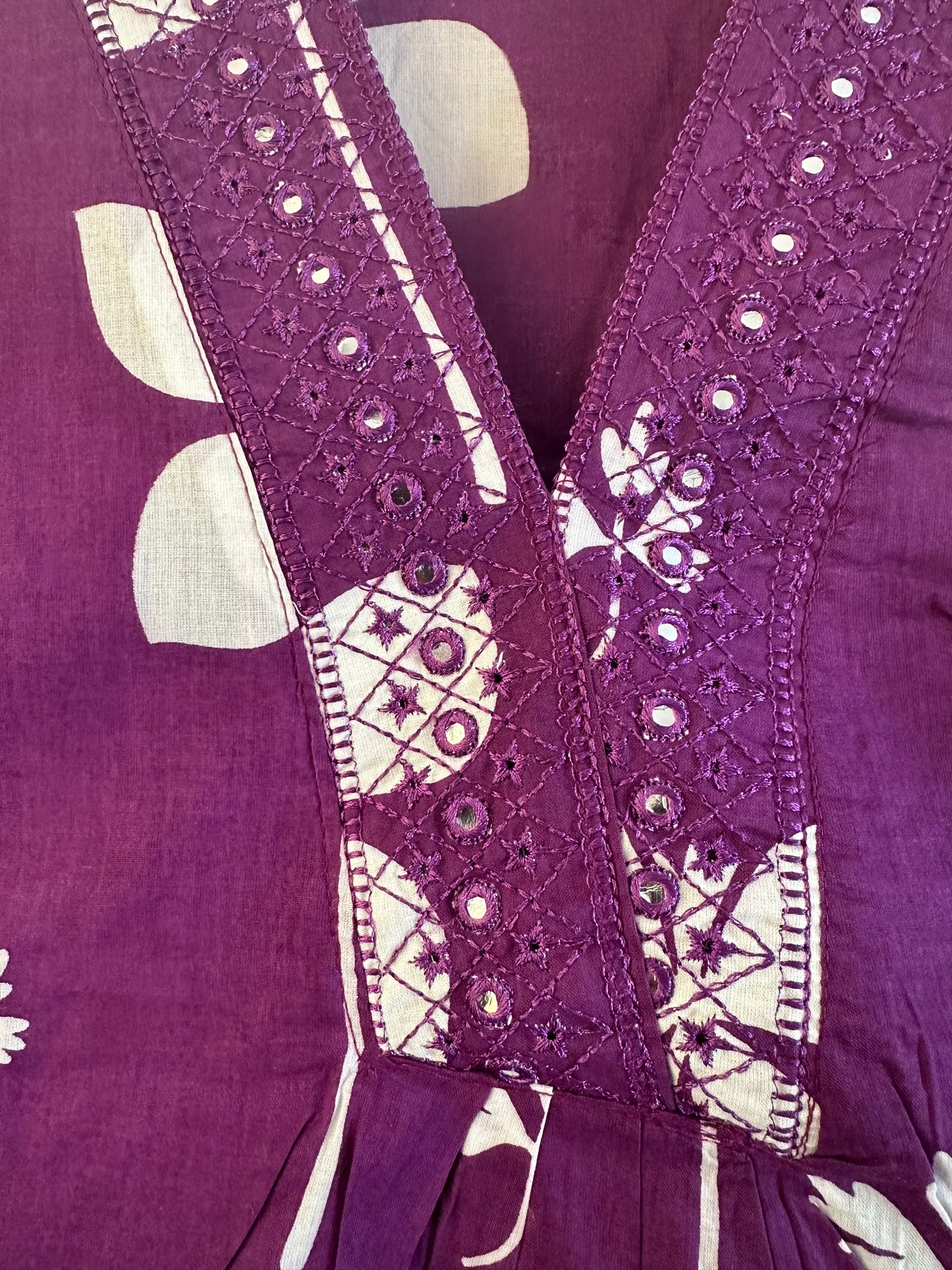 Purple A line floral cotton kurti with pant