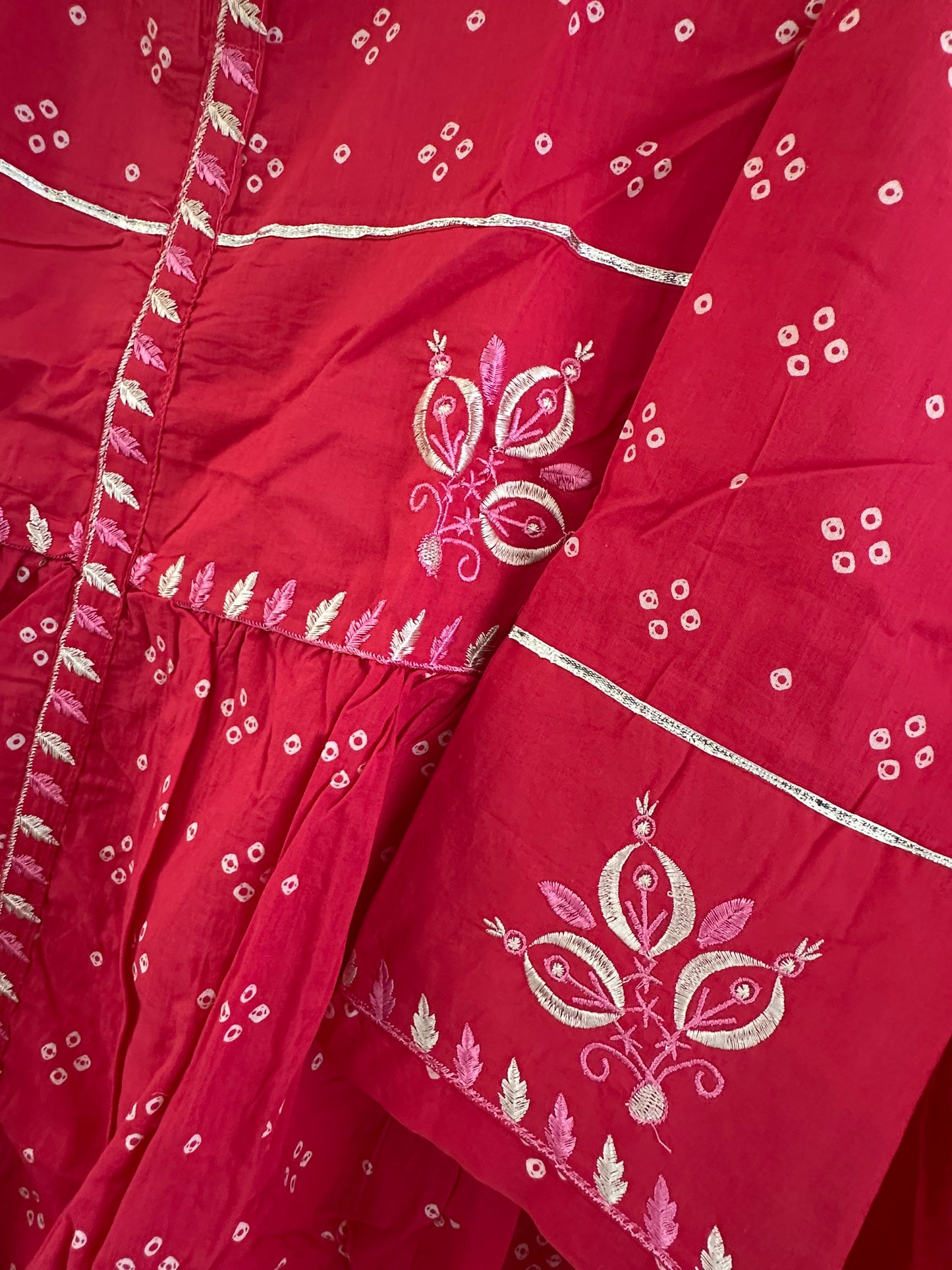 Red Cotton Anarkali suit
