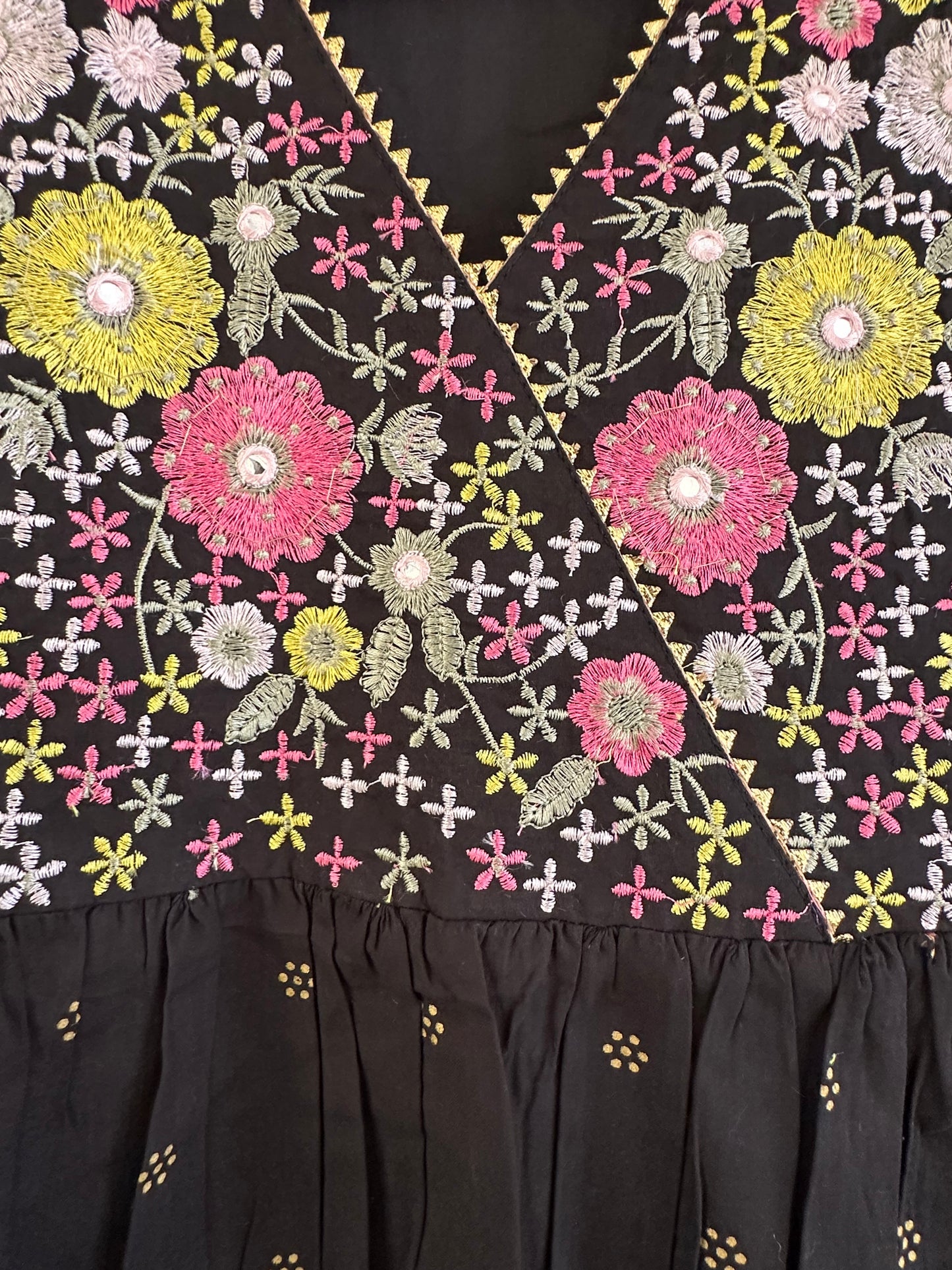 Black cotton Anarkali kurti with pant