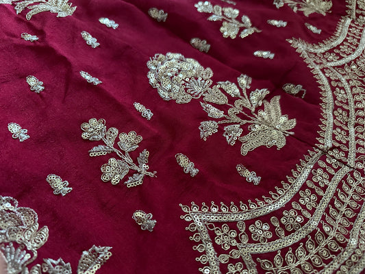 maroon heavy georgette anarkali suit