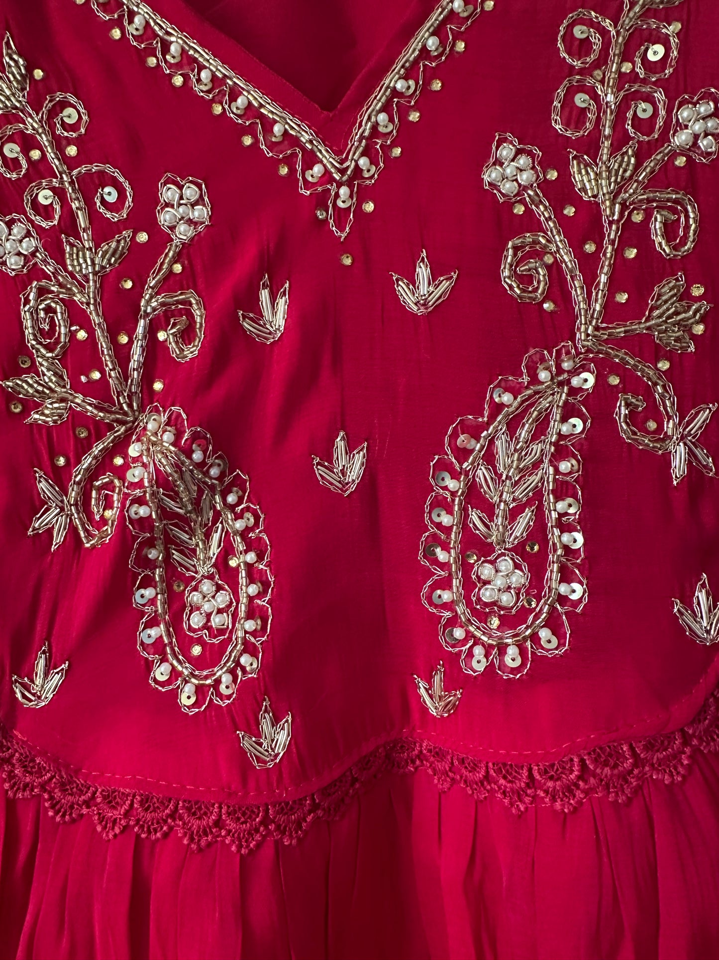 Magenta Mal Chanderi Anarkali suit