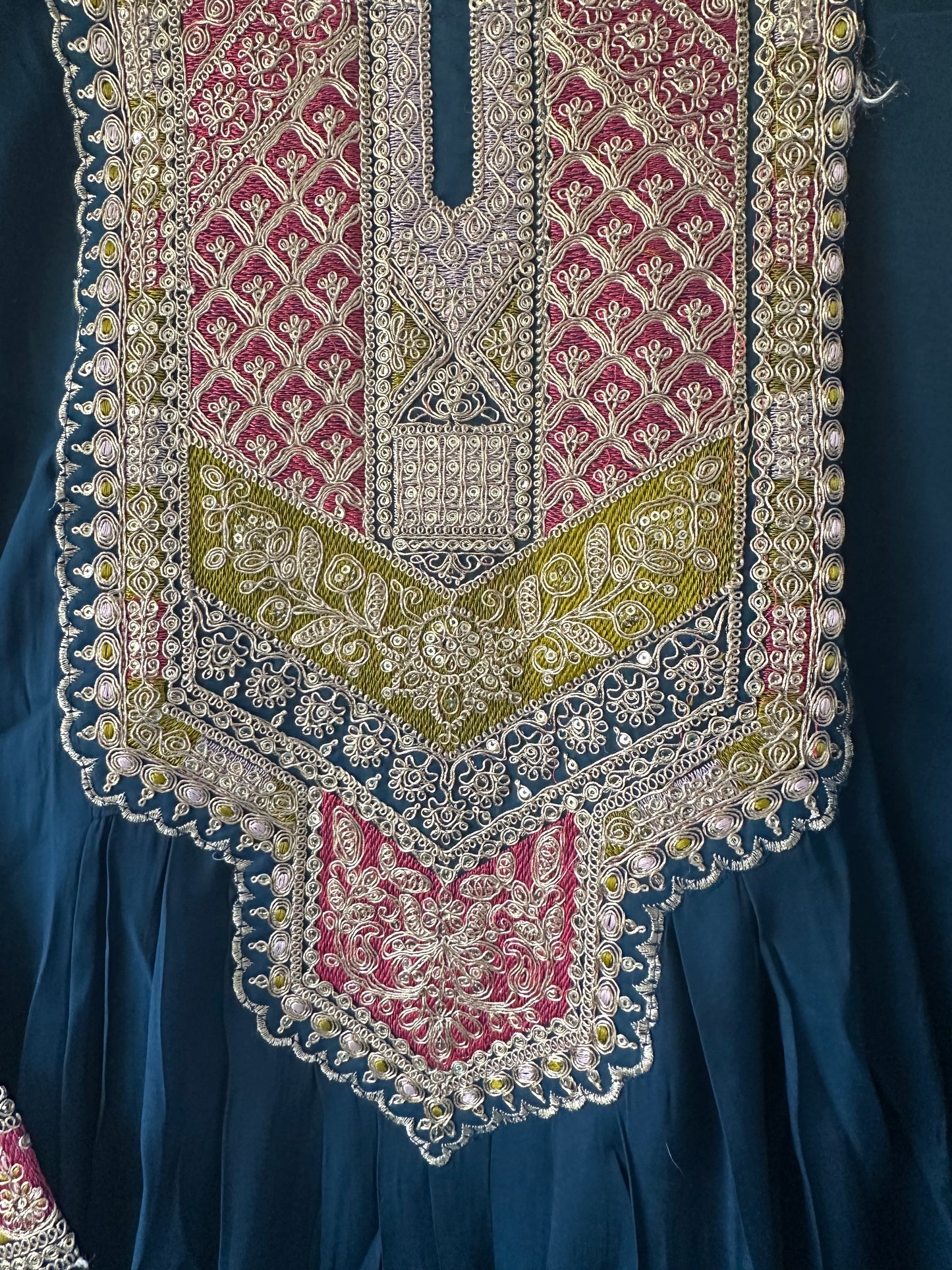 Blue heavy embroidered Anarkali suit