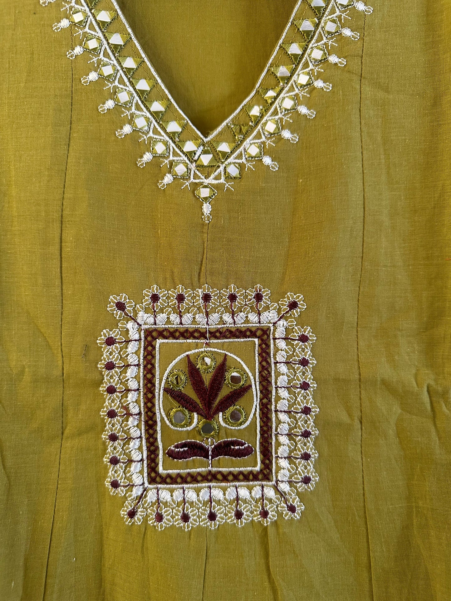Green cotton printed Anarkali suit