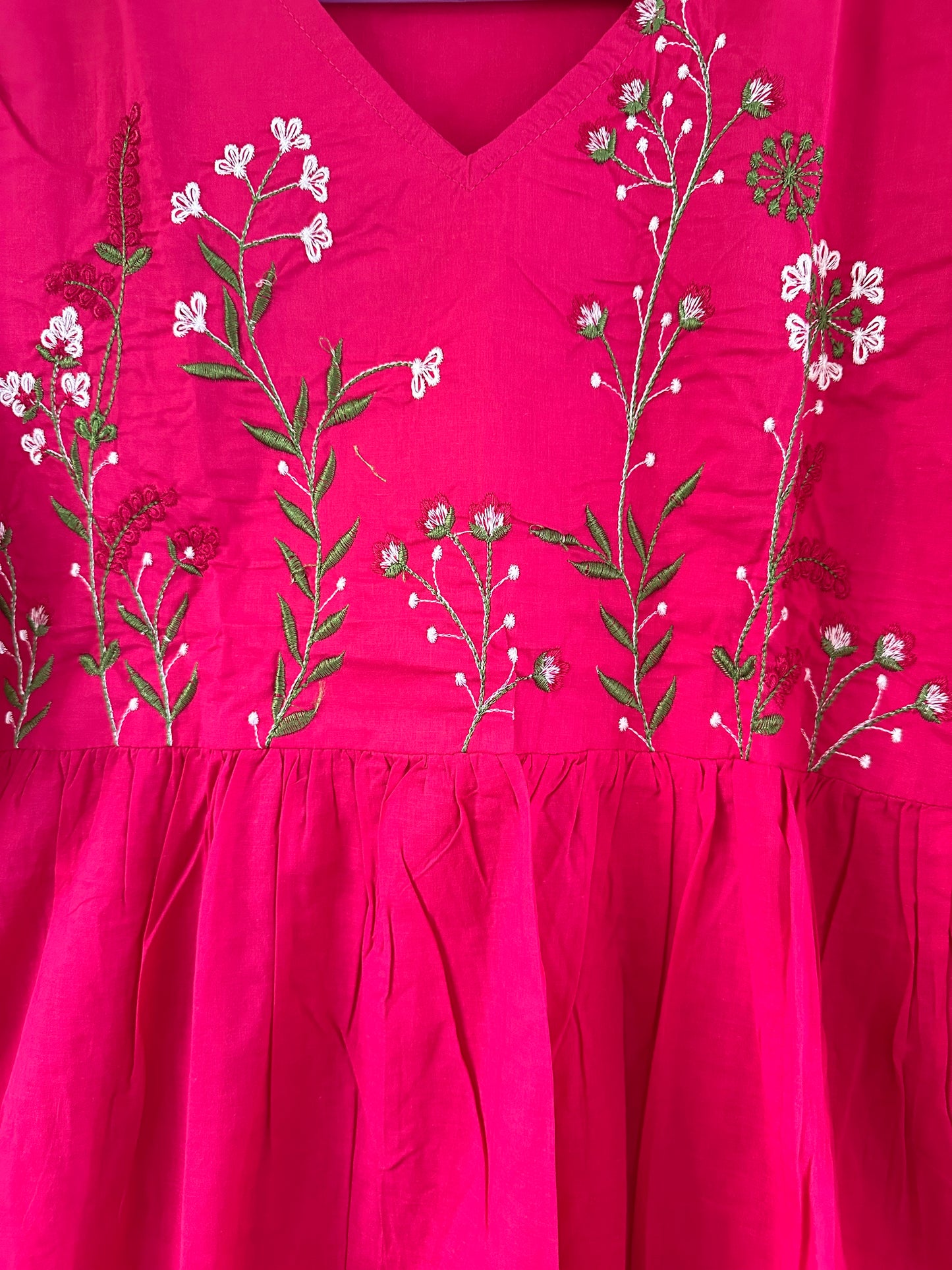 Pink Embroidered Cotton Anarkali Suit