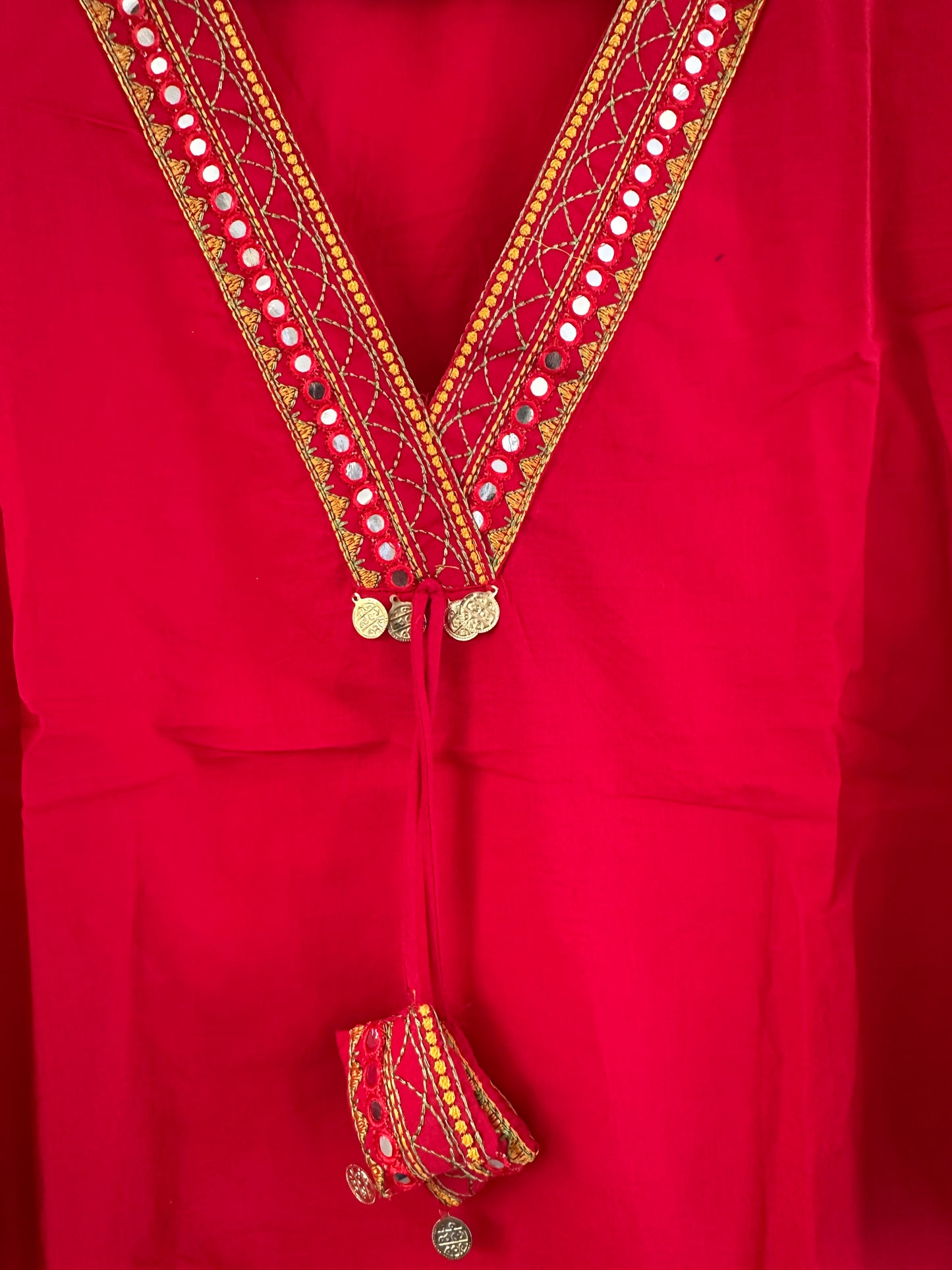 Red embroidered Anarkali suit