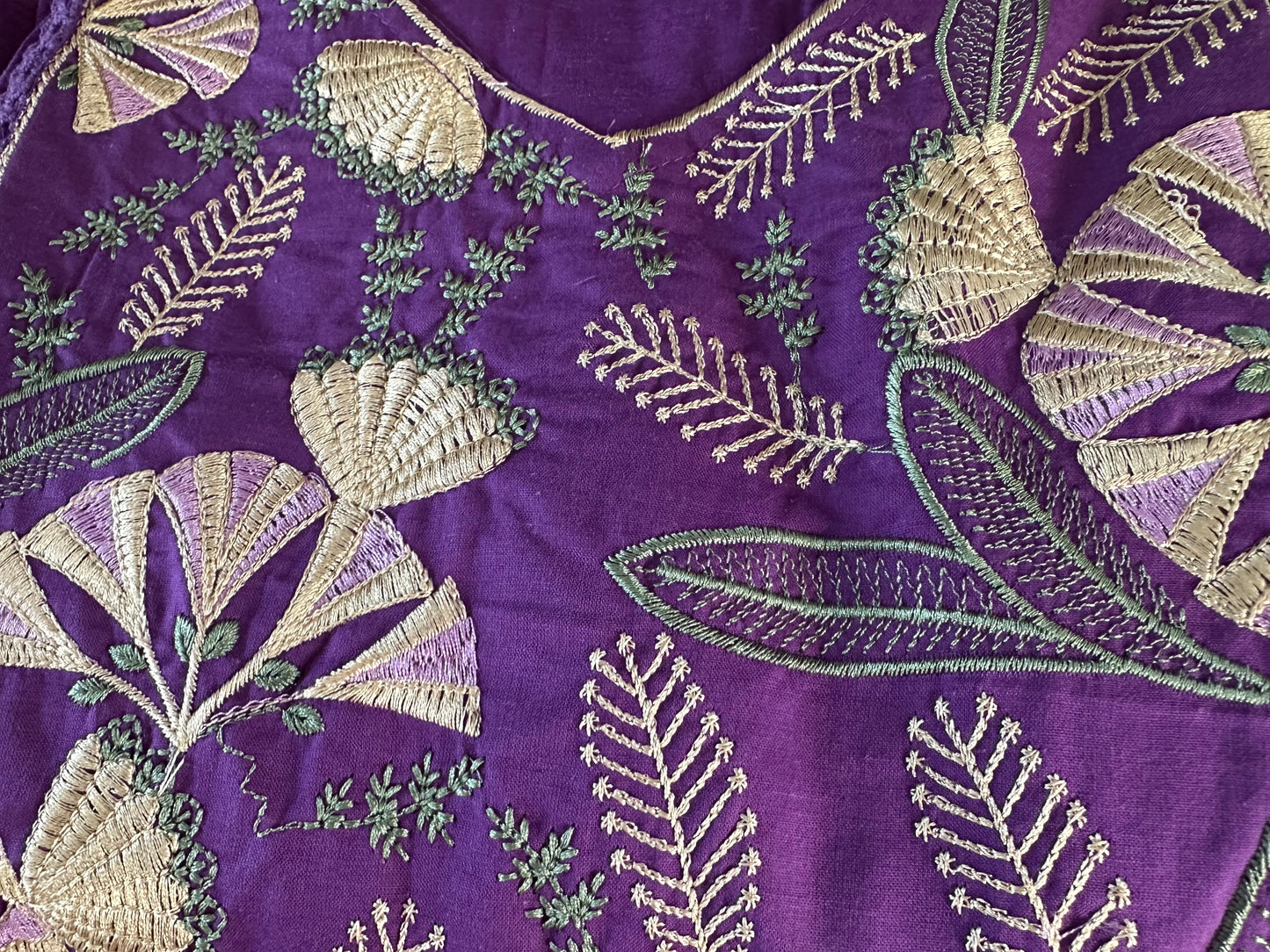 Violet Straight embroidered cotton suit