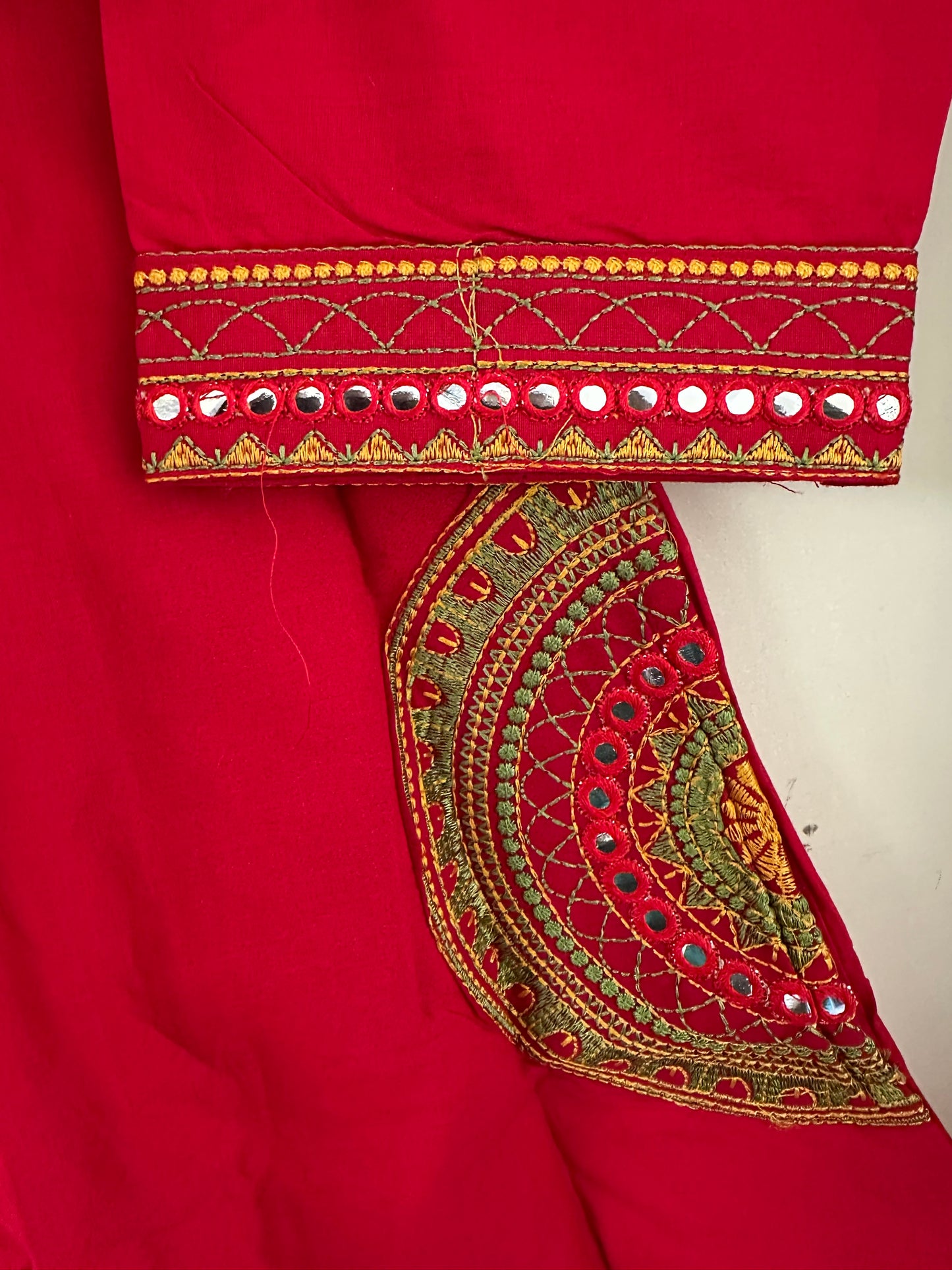 Red embroidered Anarkali suit