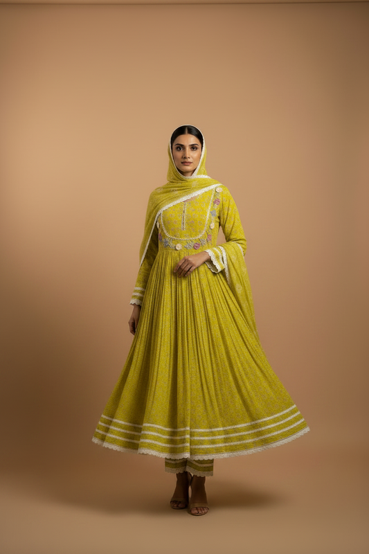 Green Crepe Anarkali Suits