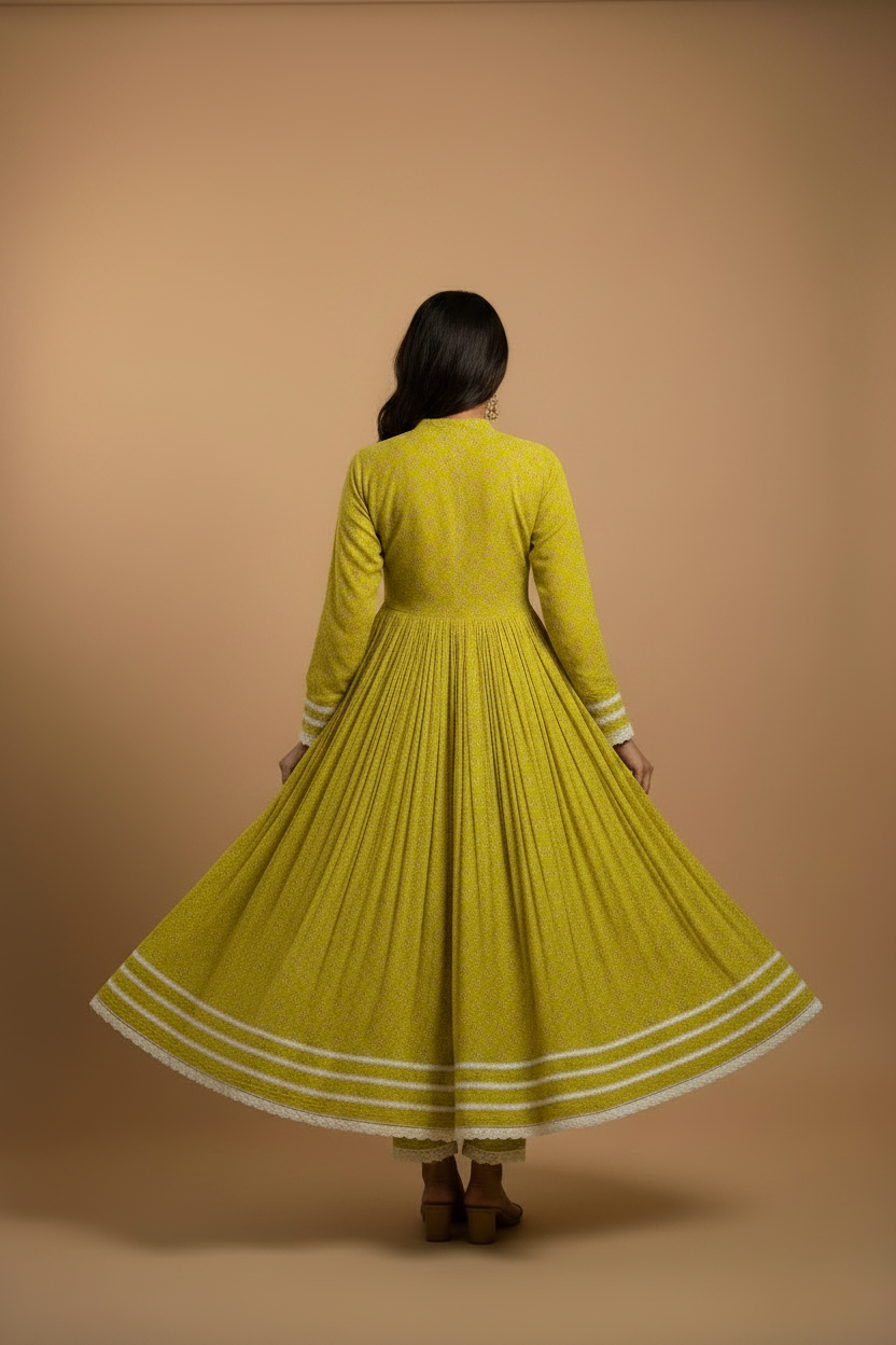 Green Crepe Anarkali Suits
