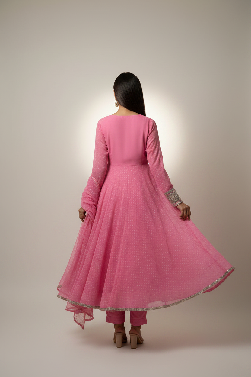 Pink Georgette Anarkali suit
