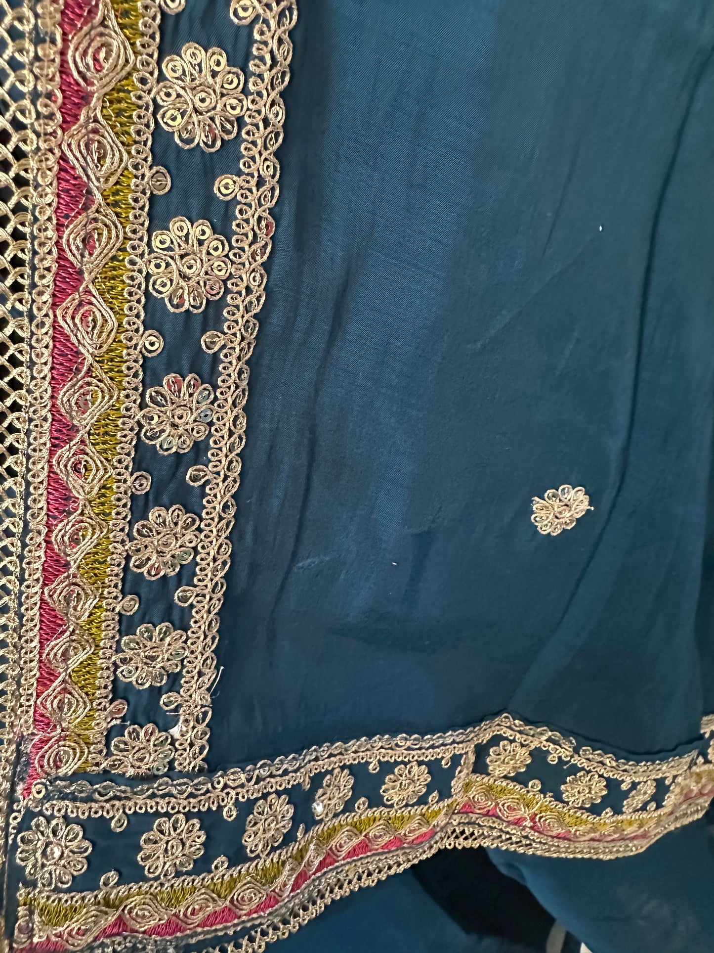 Blue heavy embroidered Anarkali suit