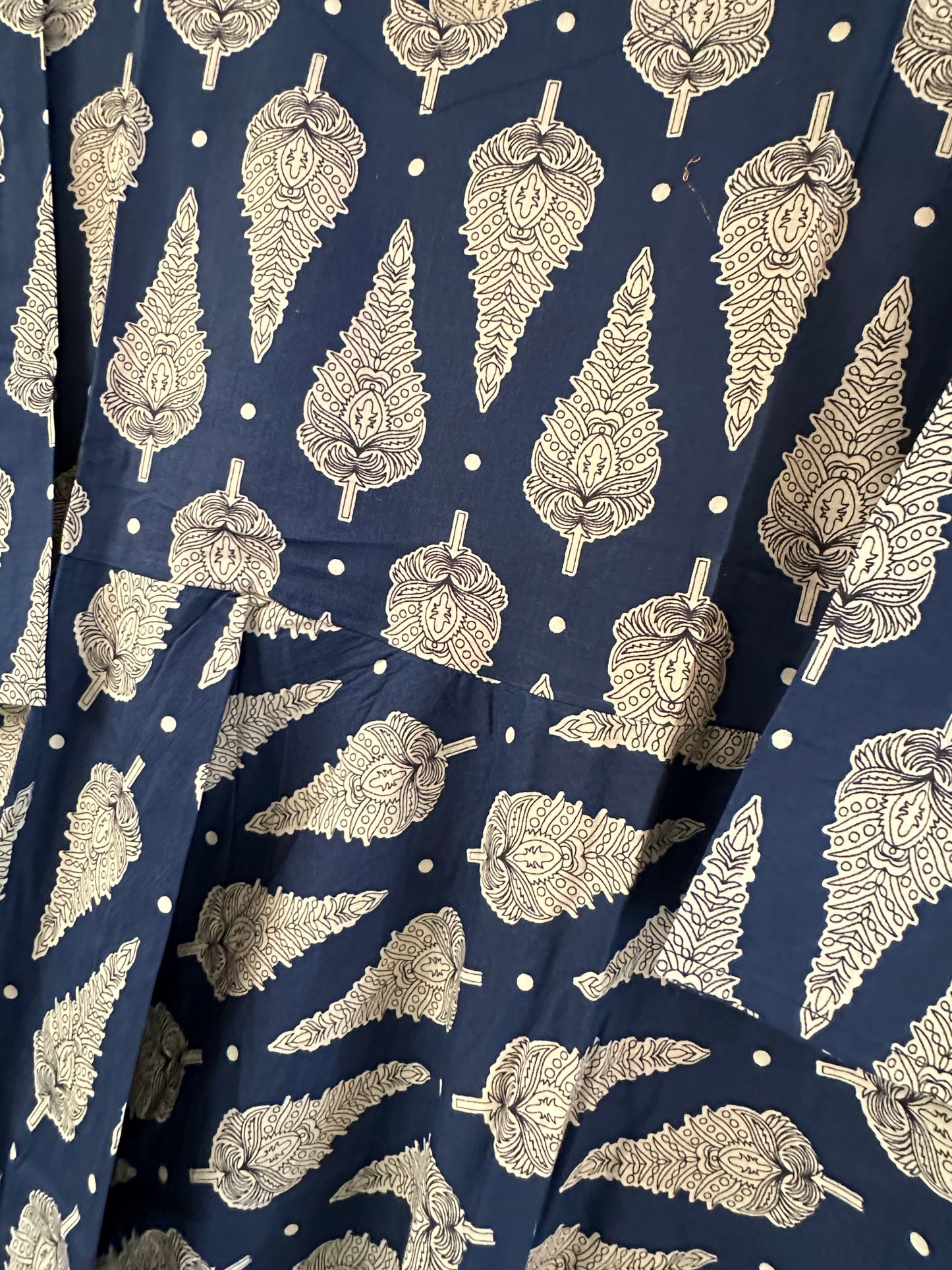 Blue printed cotton Anarkali suit