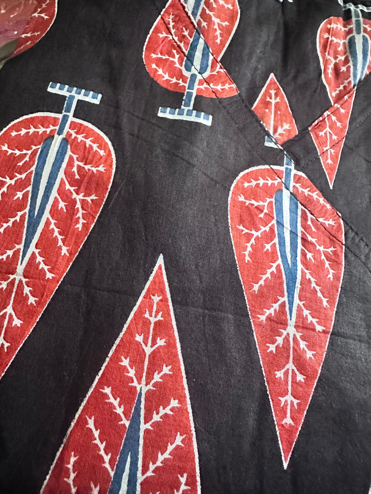 Red and black cotton Anarkali suit