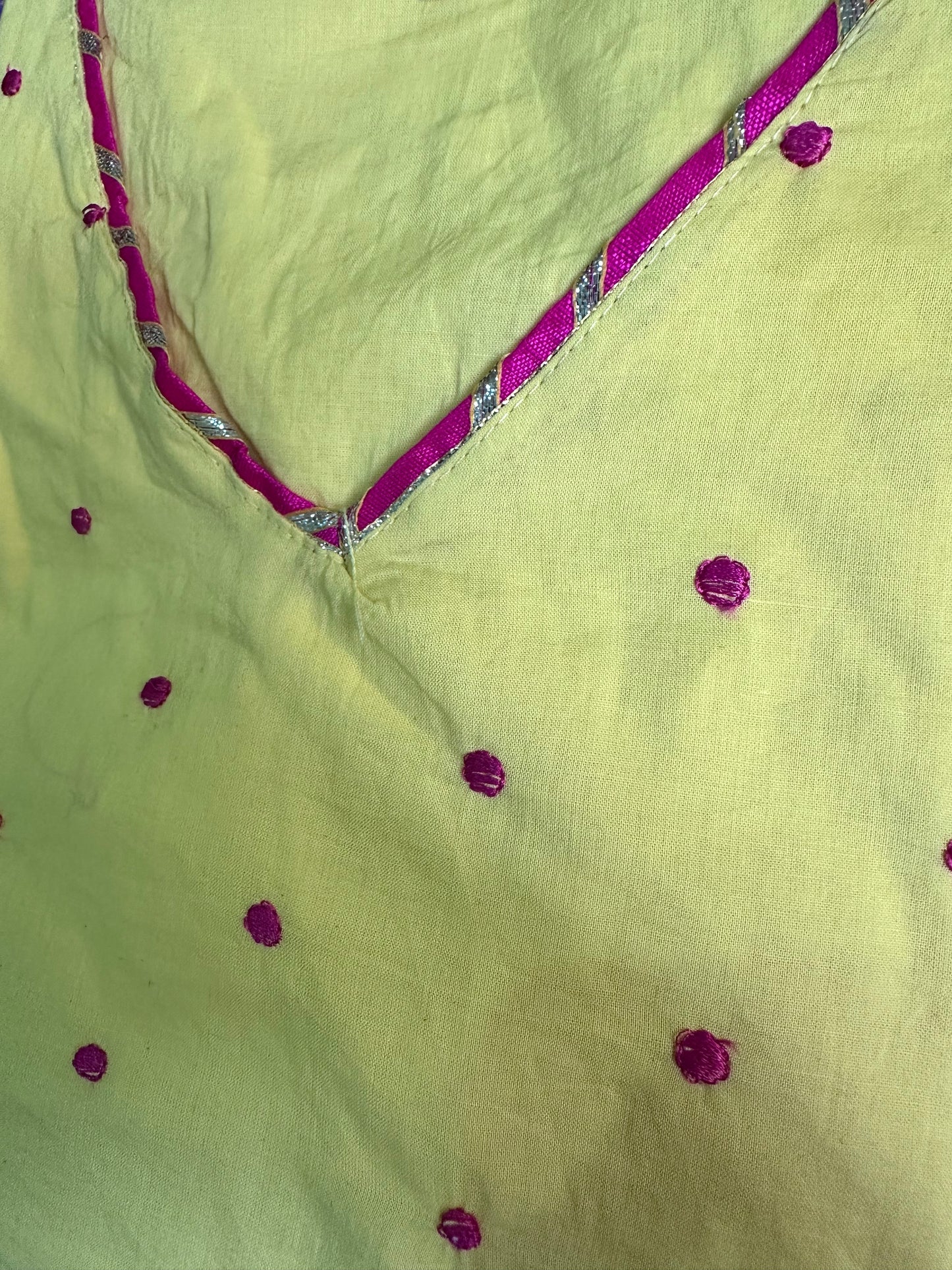 YELLOW EMBROIDERED COTTON ANARKALI SUIT