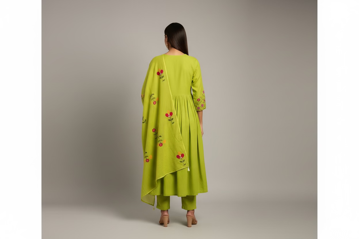 green anarkali suit