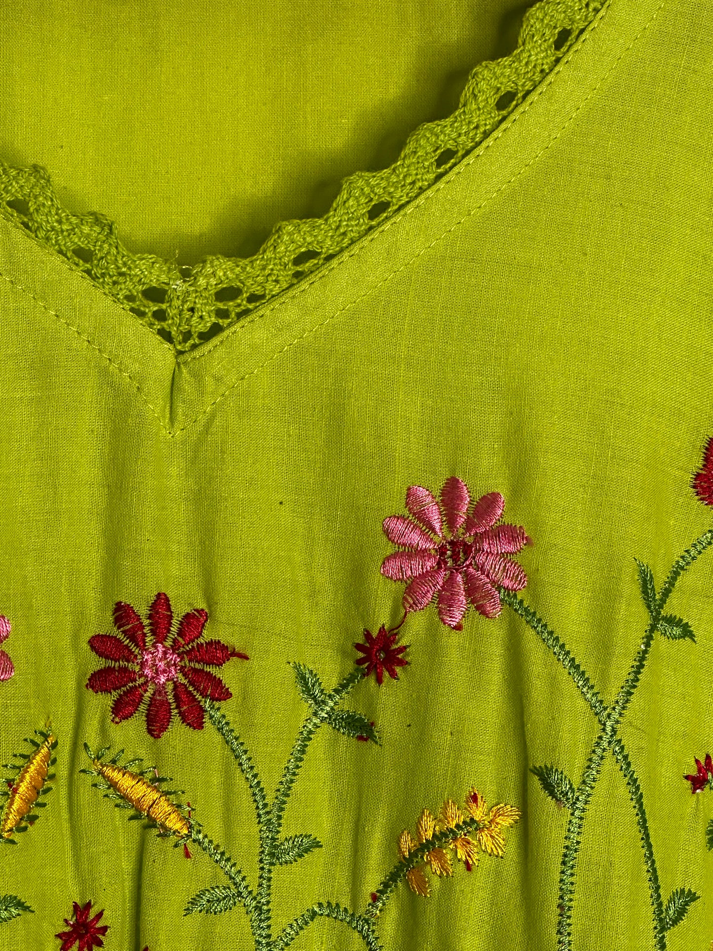 Parrot Green Cotton Anarkali Suit with Dupatta