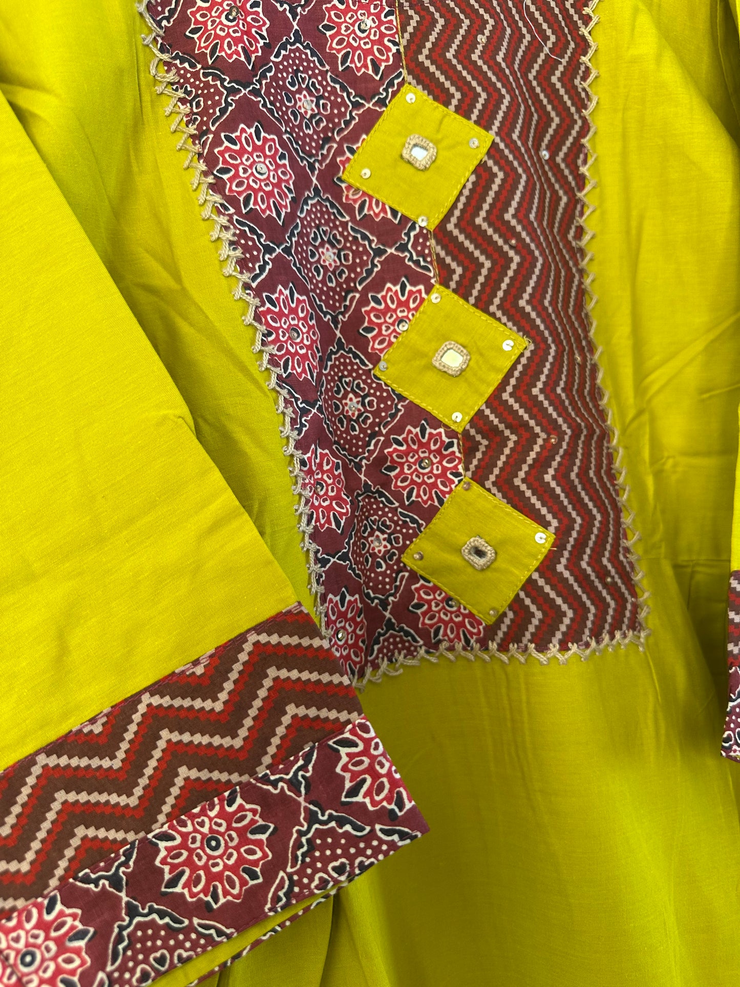 Yellow cotton Anarkali suit