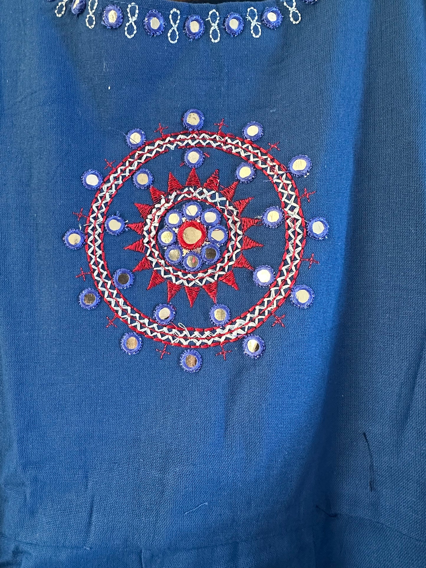 BLUE EMBROIDERED COTTON ANARKALI SUIT