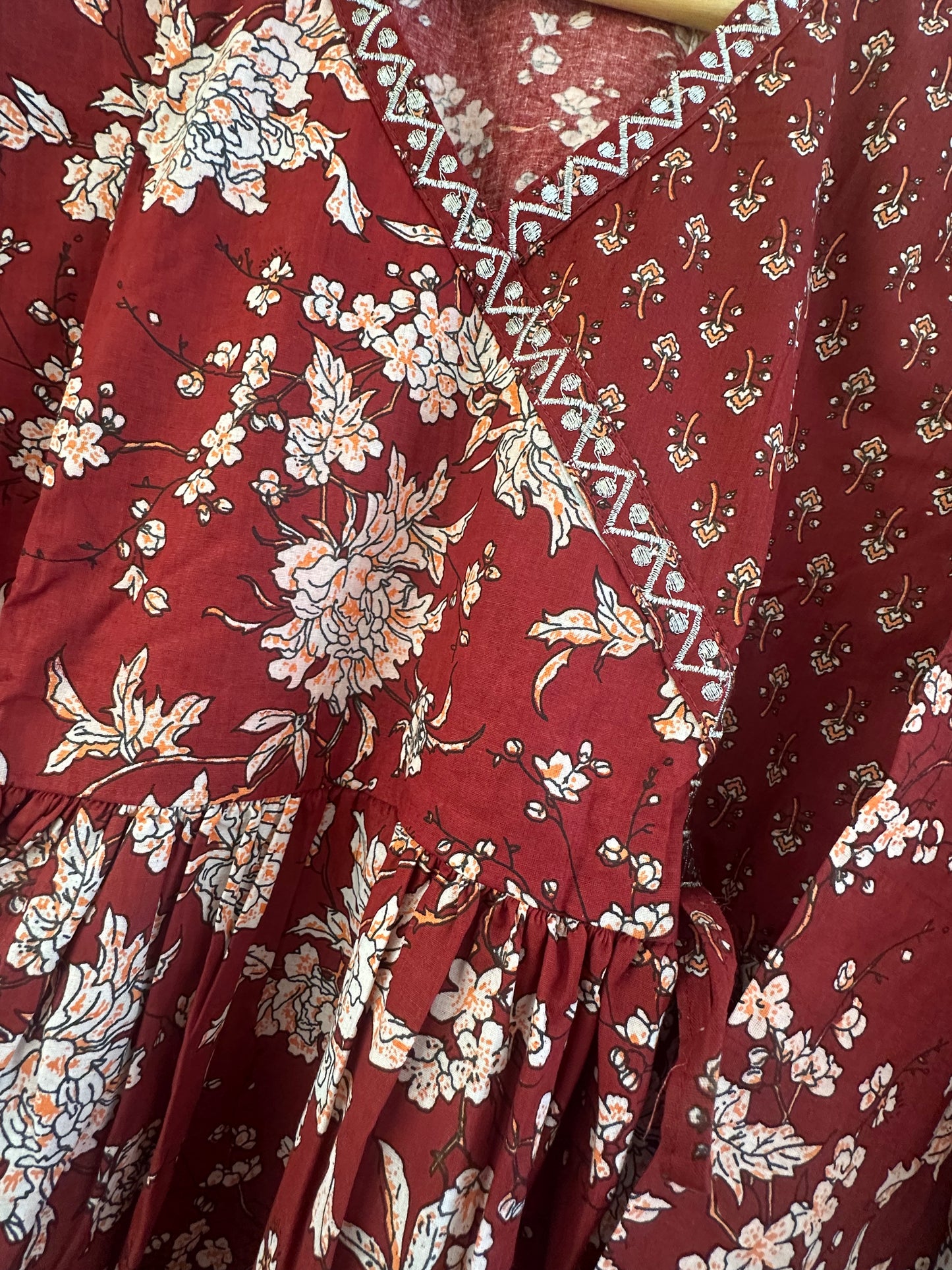 MAROON PRINTED COTTON ANARKALI SUIT