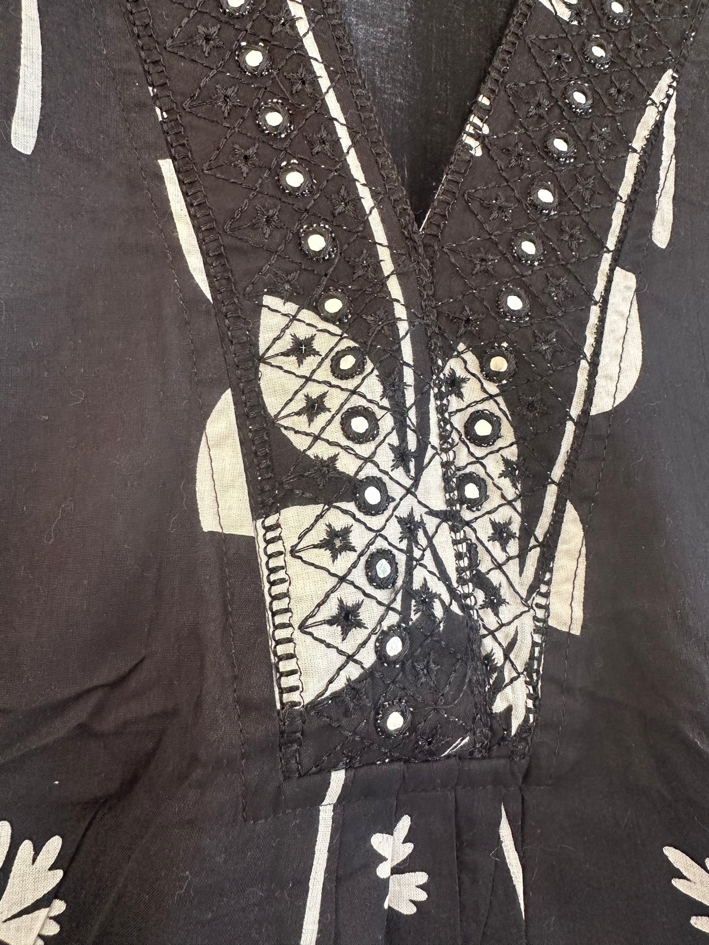BLACK PRINTED COTTON ANARKALI KURTI WITH PANTS