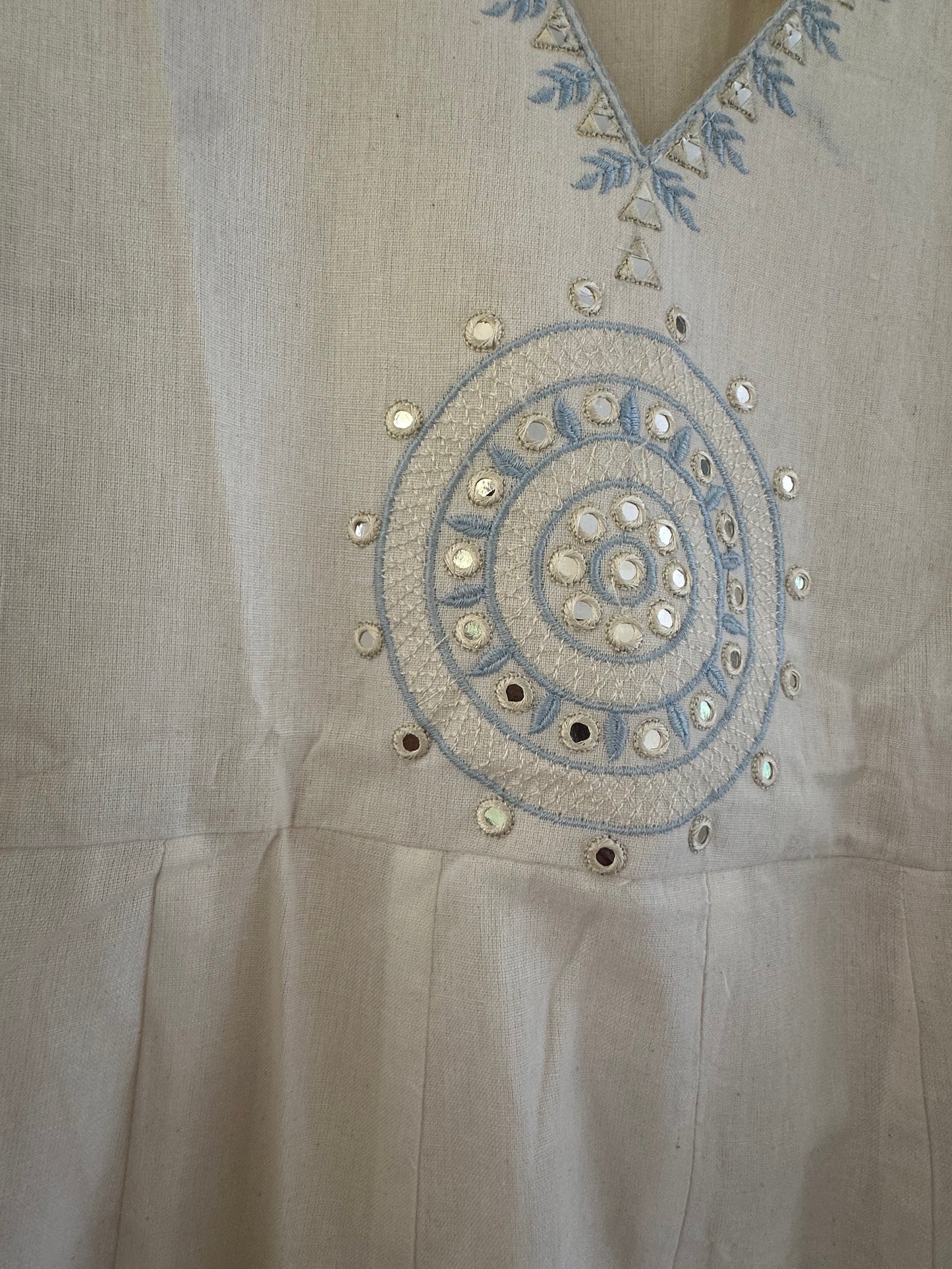 WHITE COTTON ANARKALI SUIT