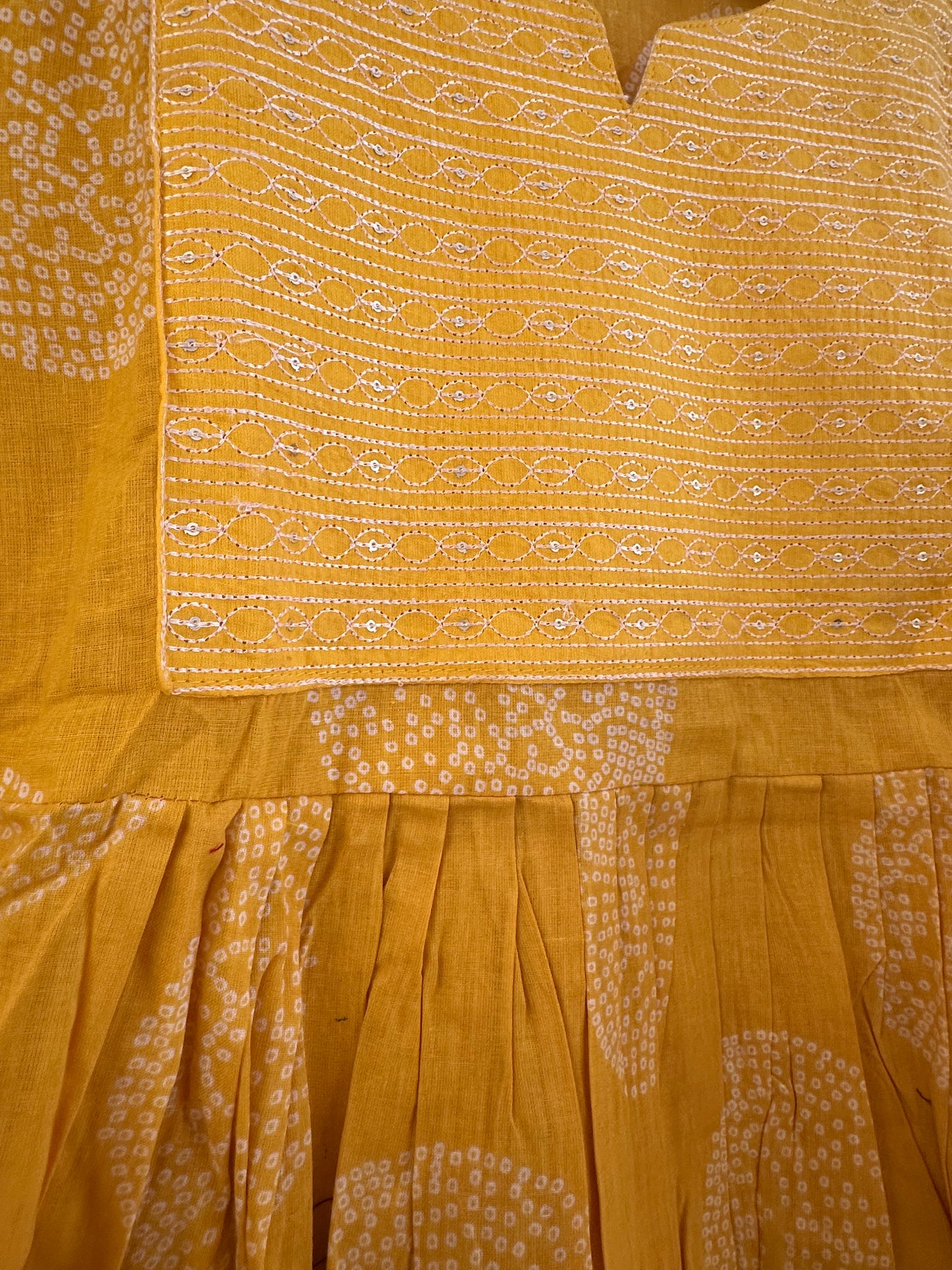 YELLOW COTTON ANARKALI SUIT