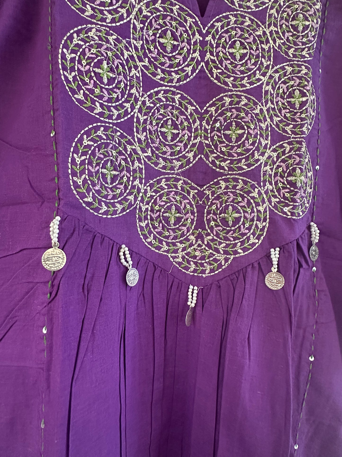 PURPLE STRAIGHT COTTON EMBROIDERED SUIT
