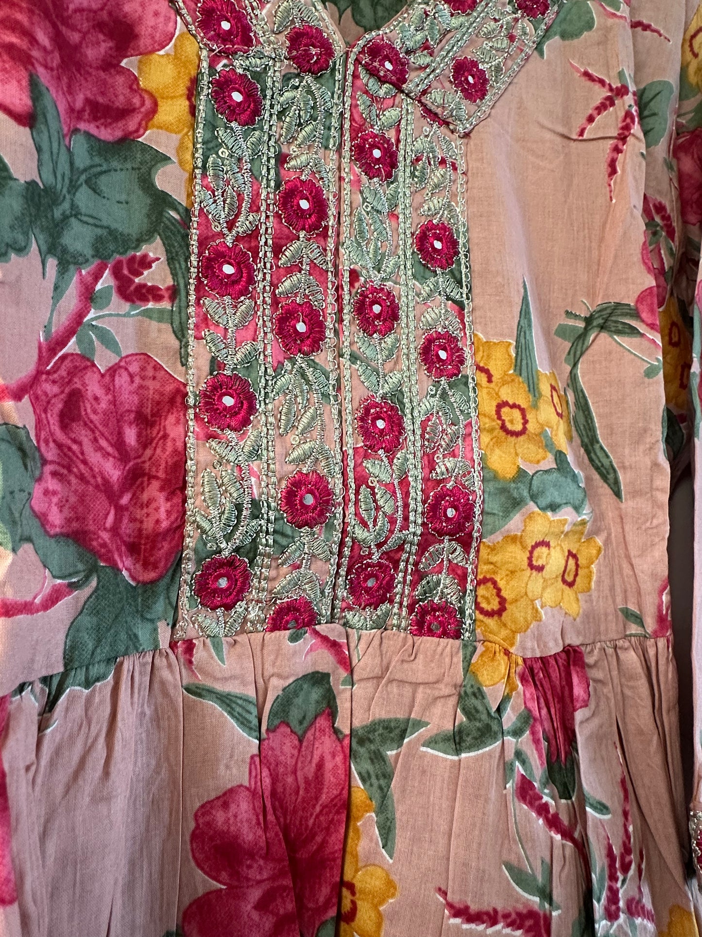 PINK PRINTED STRAIGHT COTTON SUIT