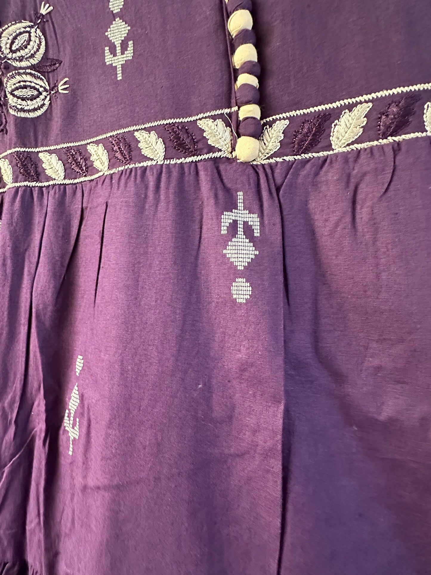 PURPLE PRINTED COTTON ANARKALI SUIT