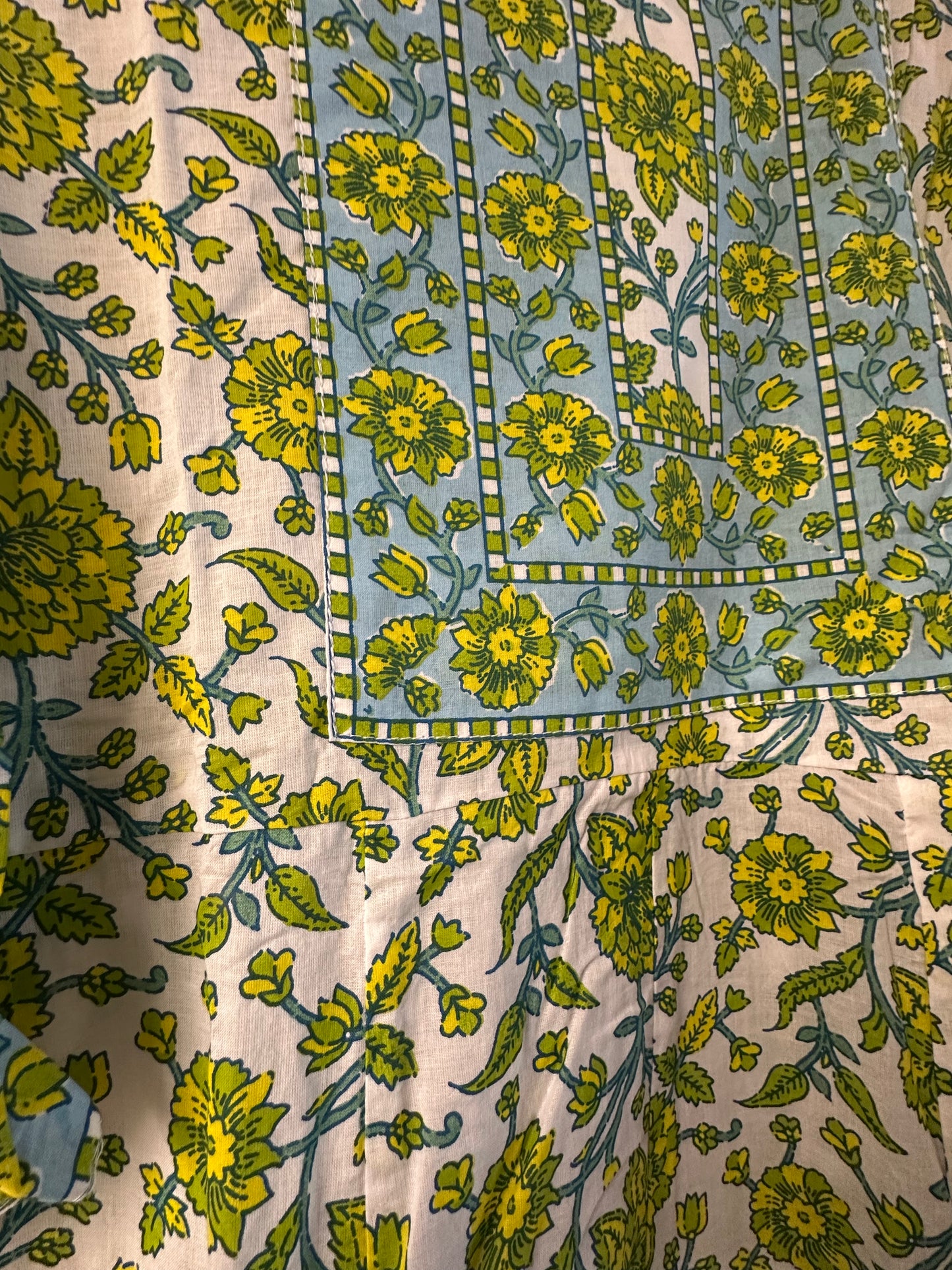 GREEN FLORAL PRINTED  COTTON ANARKALI SUIT