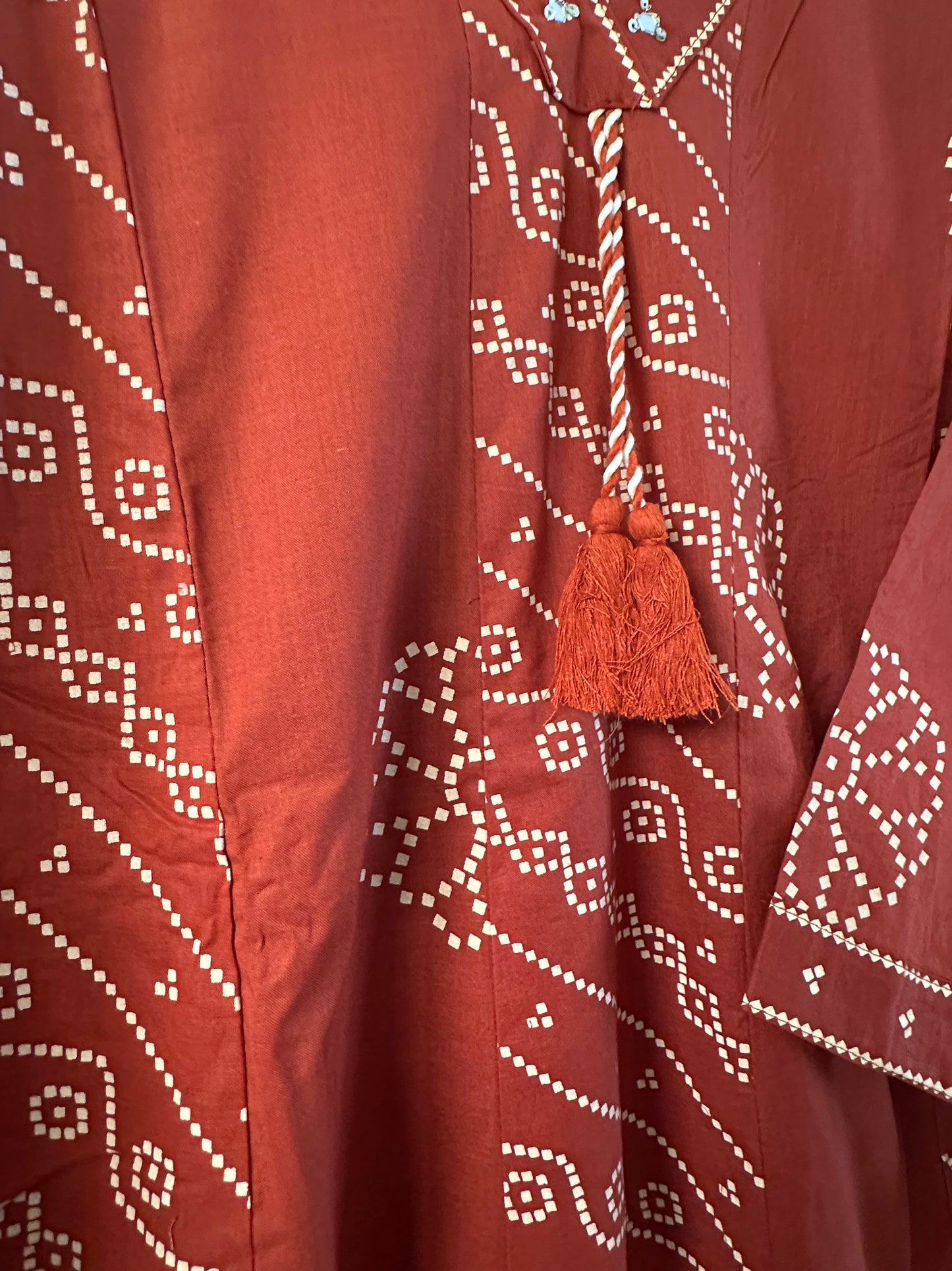 RUST COTTON PRINTED ANARKALI SUIT