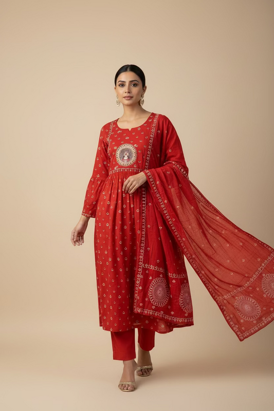 RUST ORANGE STRAIGHT COTTON SUIT