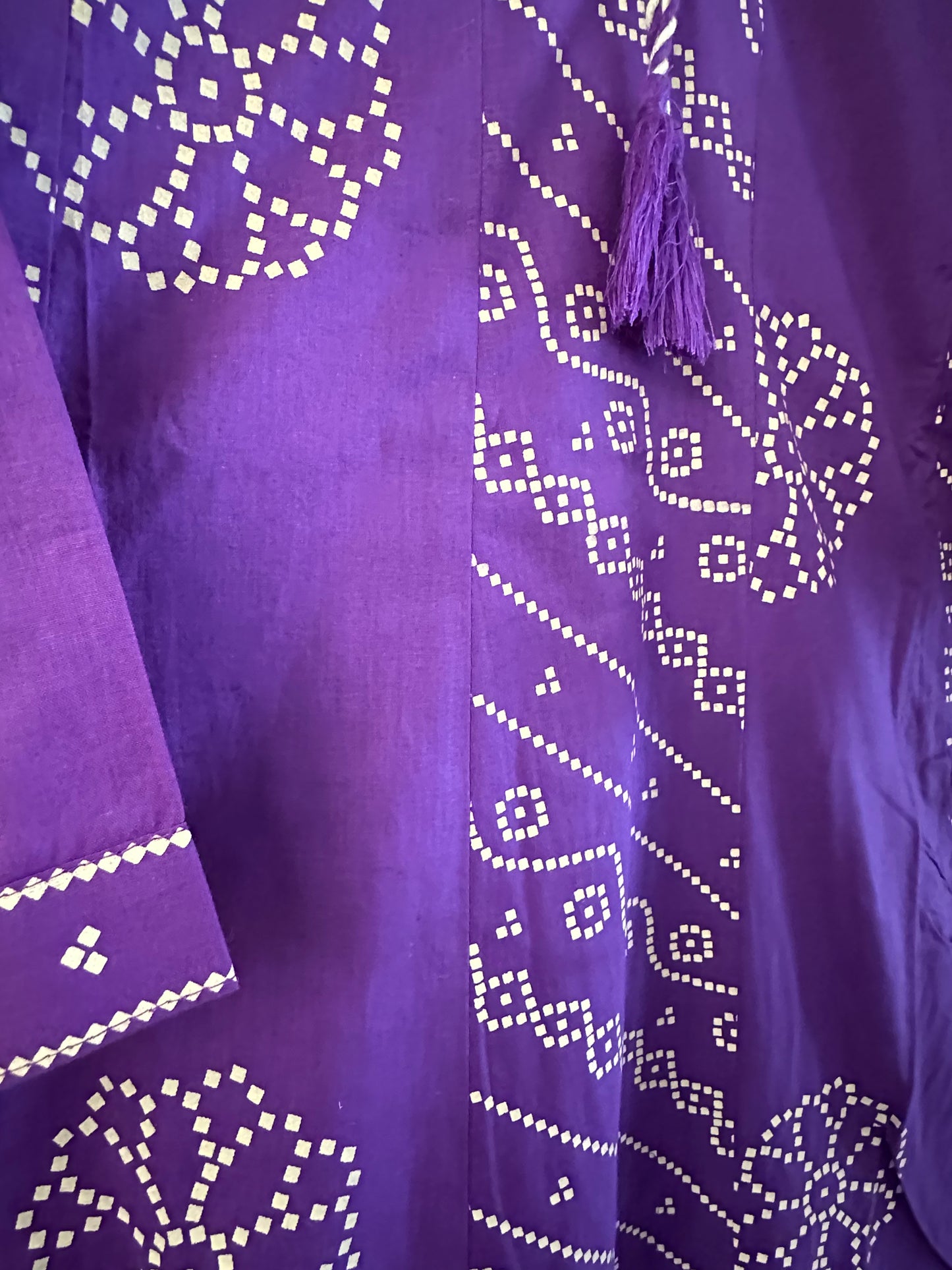 PURPLE PRINTED COTTON ANARKALI SUIT