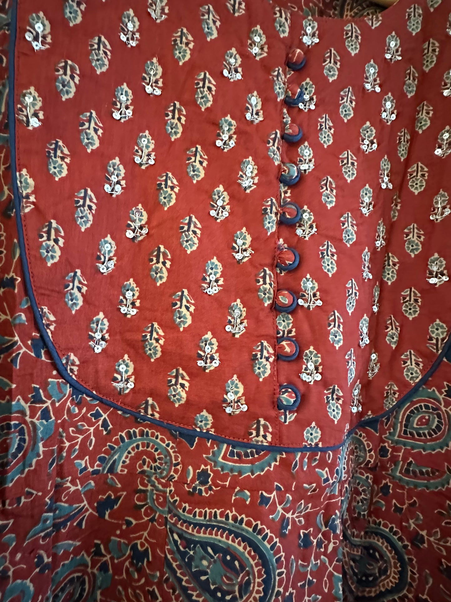 MAROON COTTON PRINTED ANARKALI SUIT