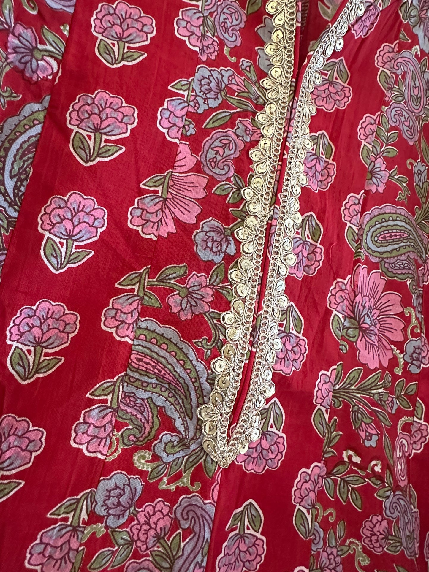 RED PRINTED ANARKALI SUIT