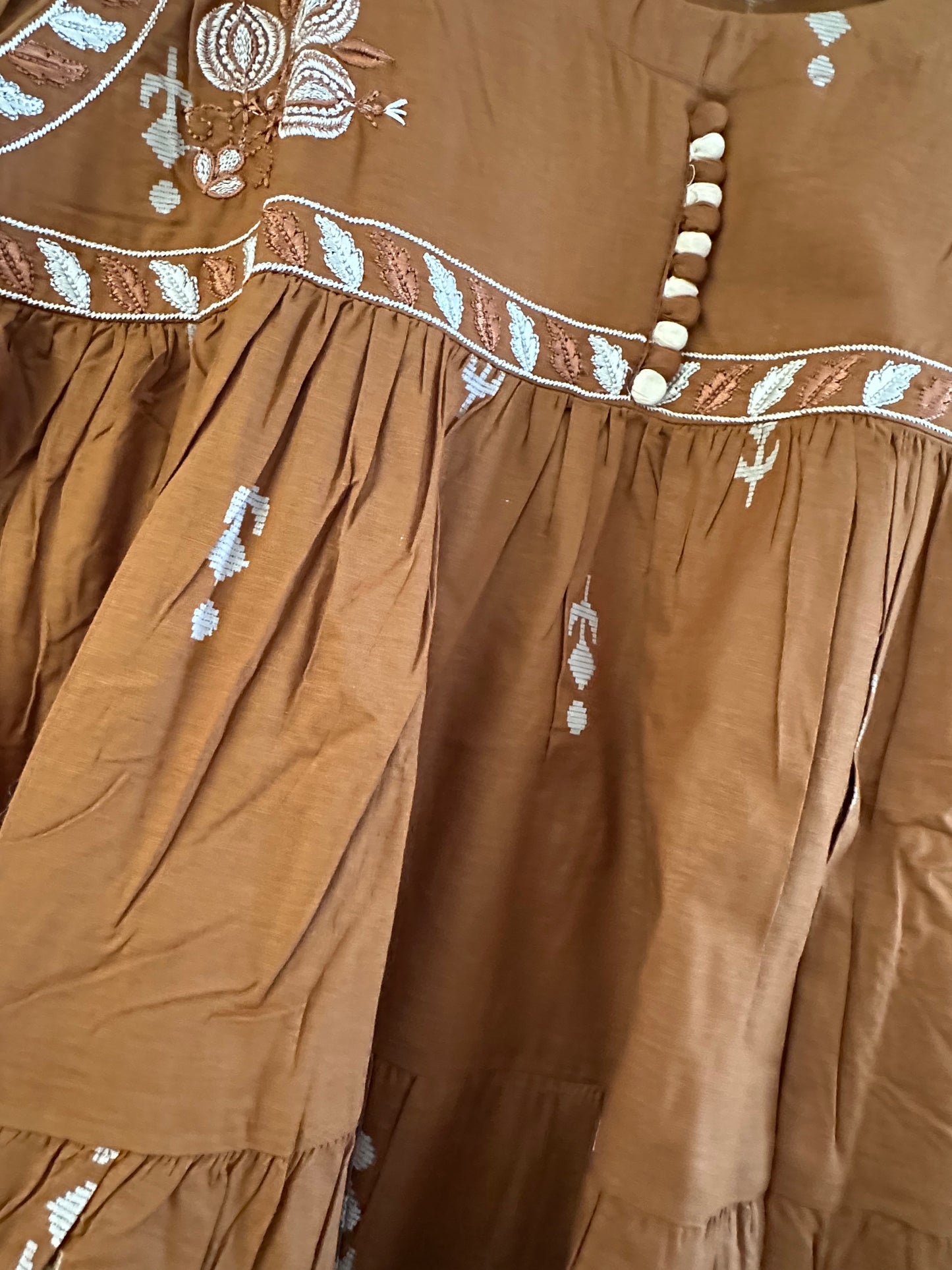 BROWN COTTON ANARKALI SUIT