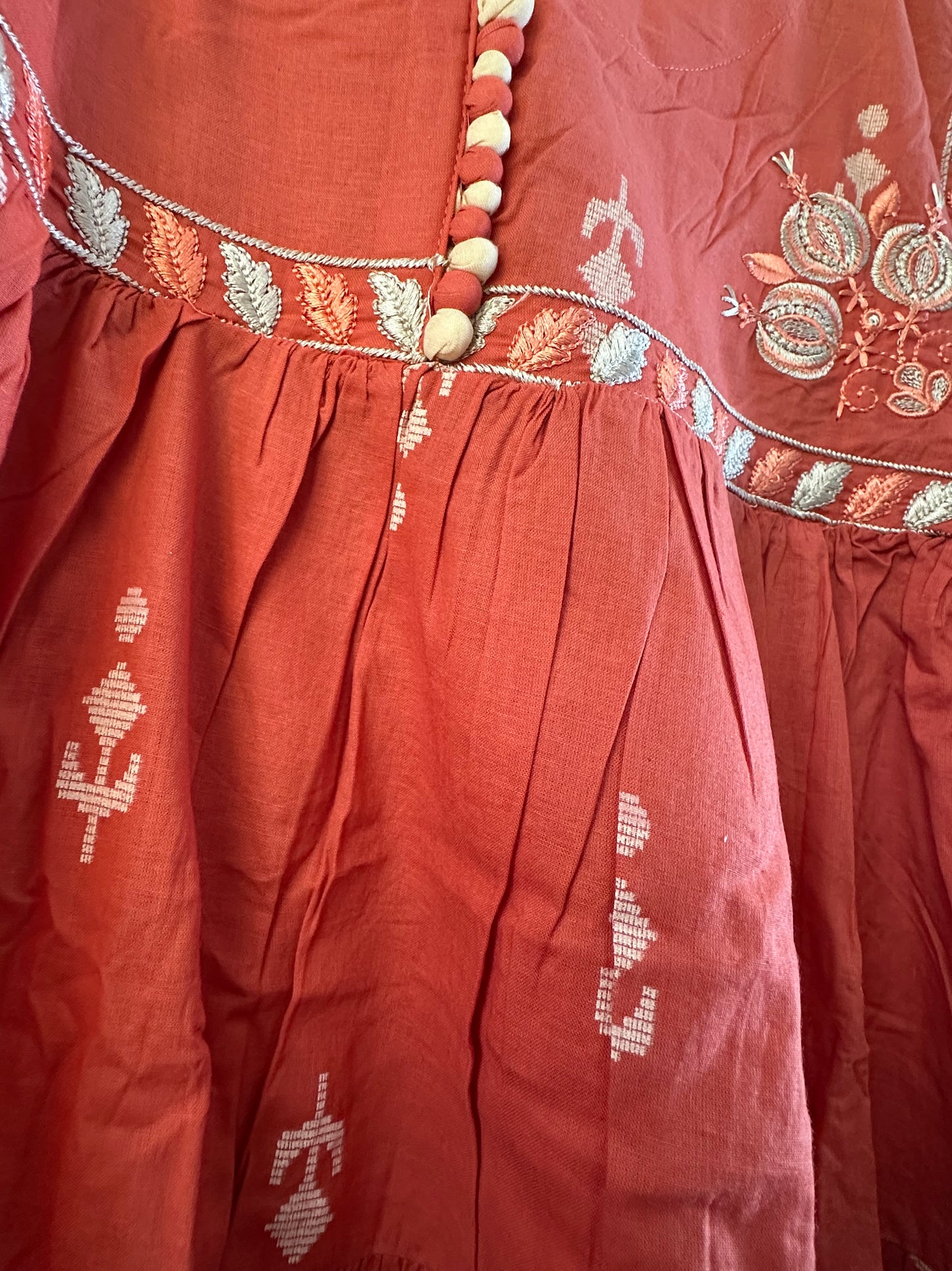 ORANGE COTTON ANARKALI SUIT