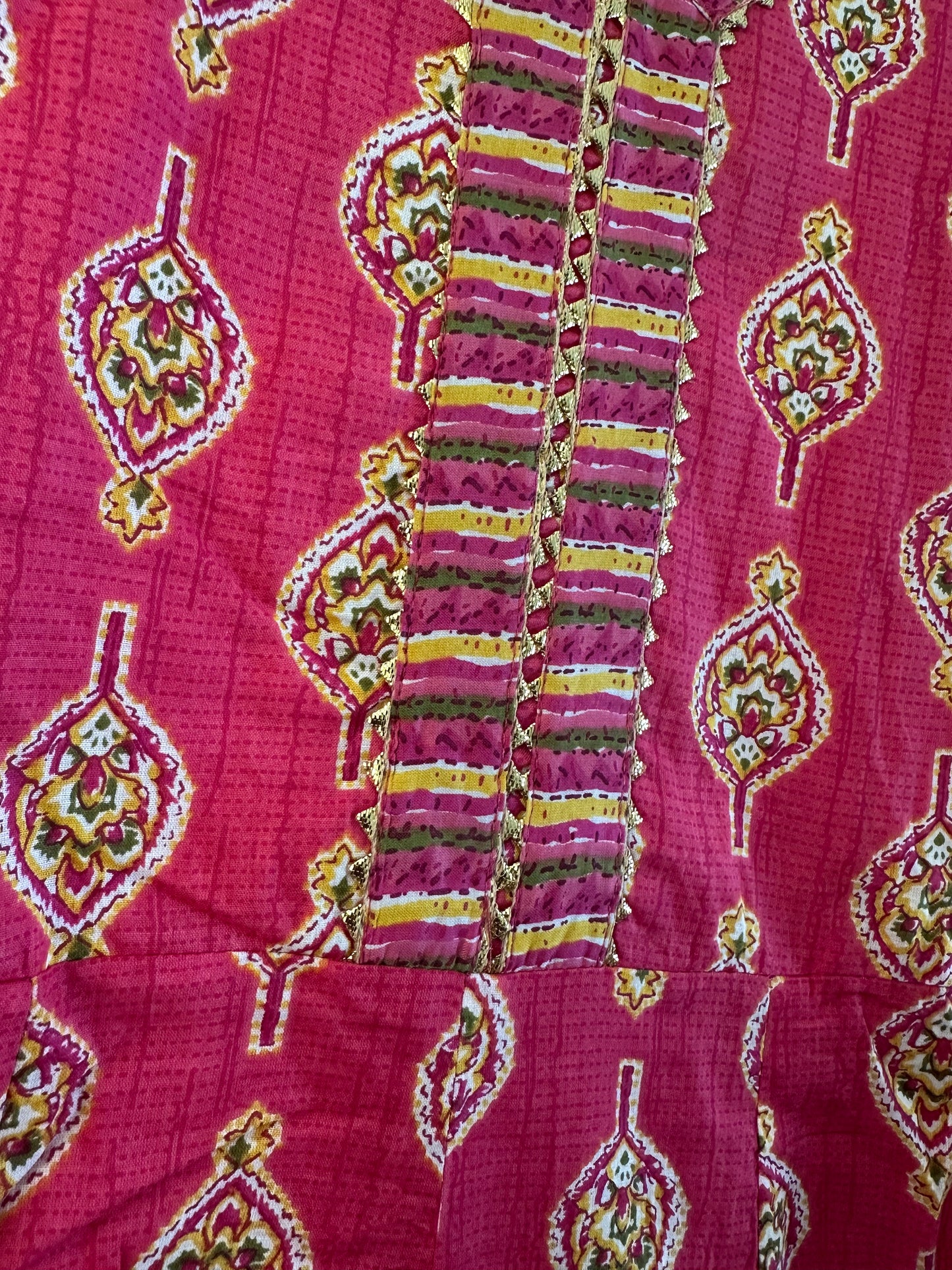 PINK FLORAL COTTON PRINTED ANARKALI KURTI